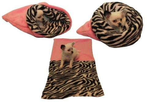 Pelíšek pro štěňátka/koťátka - světle růžová/zebra