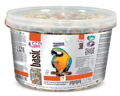 LOLO BASIC kompl.krmivo pro velké papoušky 3L/1,5kg kyblík -