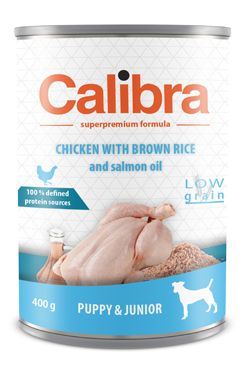 Calibra Dog  konz.Junior kuře s hnědou rýží 400g