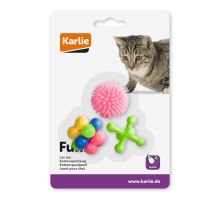 Karlie Hračka pro kočky gumová různé tvary různé barvy 3ks 4x4cm