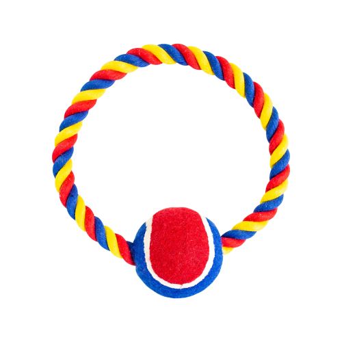 Bavlněný kruh HIP HOP s tenisákem 6 cm, 18 cm / 140 g červená, modrá, bílá