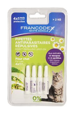Francodex Pipeta repelentní kočka 4x0,6ml new