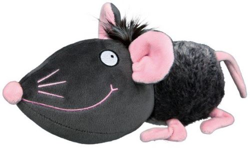 Plyšová myš šedá s růžovýma ušima, čumákem a tlapkami 33 cm