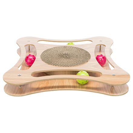 Škrábadlo v dřevěném rámu, s hračkami, 35 × 4 × 35 cm