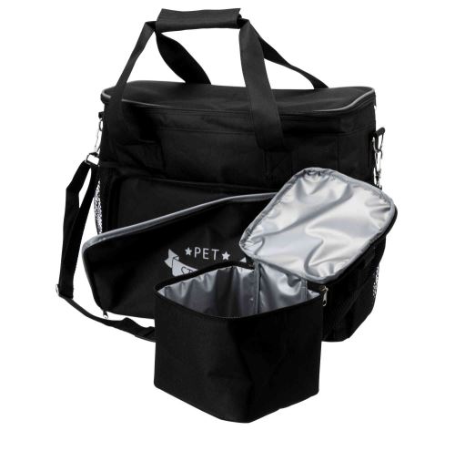 Cestovní taška na potřeby pro psa+zásobník na krmivo, 38x354x17cm, černá