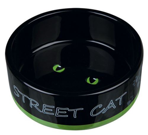 Keramická miska STREET CAT černá s očima 0,3 l/12cm