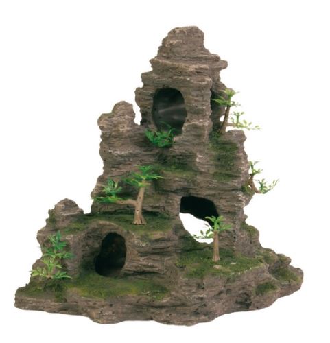 Skalní útvar s jeskyní a roslinami 31 cm