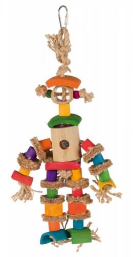 Závěsná hračka bambusová postava, přírodní materiály 25 cm