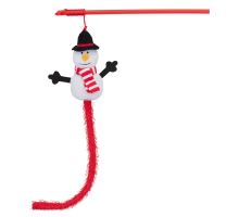 Vánoční hračka pro kočky sněhulák na udici 31 cm