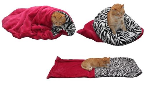 Pelíšek pro kočky XL - fuchsiová/zebra