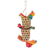 Závěsná hračka košíčky s hnízdícím materiálem pro ptáky 35cm