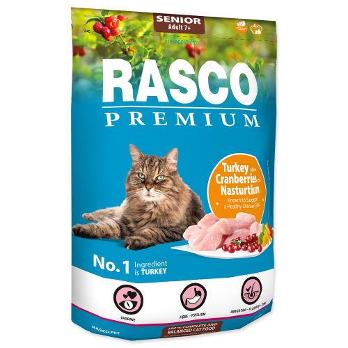 Rasco Premium Cat Kibbles Senior, Turkey, Cranberries,  Nasturtium
