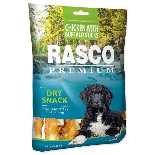 Pochoutka RASCO Premium tyčinky bůvolí obalené kuřecím masem 230g