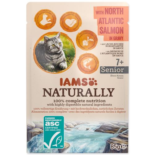 IAMS Cat Naturally Senior with North Atlantic Salmon in Gravy 85g