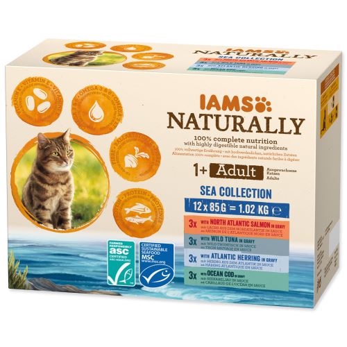 IAMS Cat Naturally mořské maso v omáčce multipack 1020g