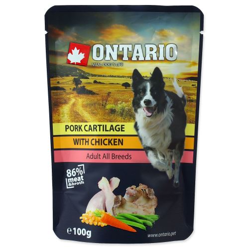Kapsička ONTARIO Dog Pork Cartilage with Chicken in Broth 100g
