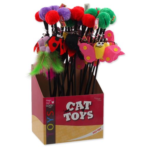 Hračka MAGIC CAT prut s bambulí a hračkou mix 6 cm + 45 cm 24ks