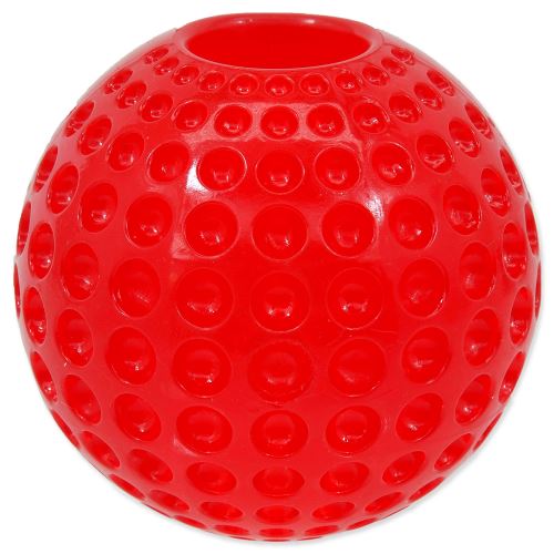 DOG FANTASY Strong míček gumový s důlky červený